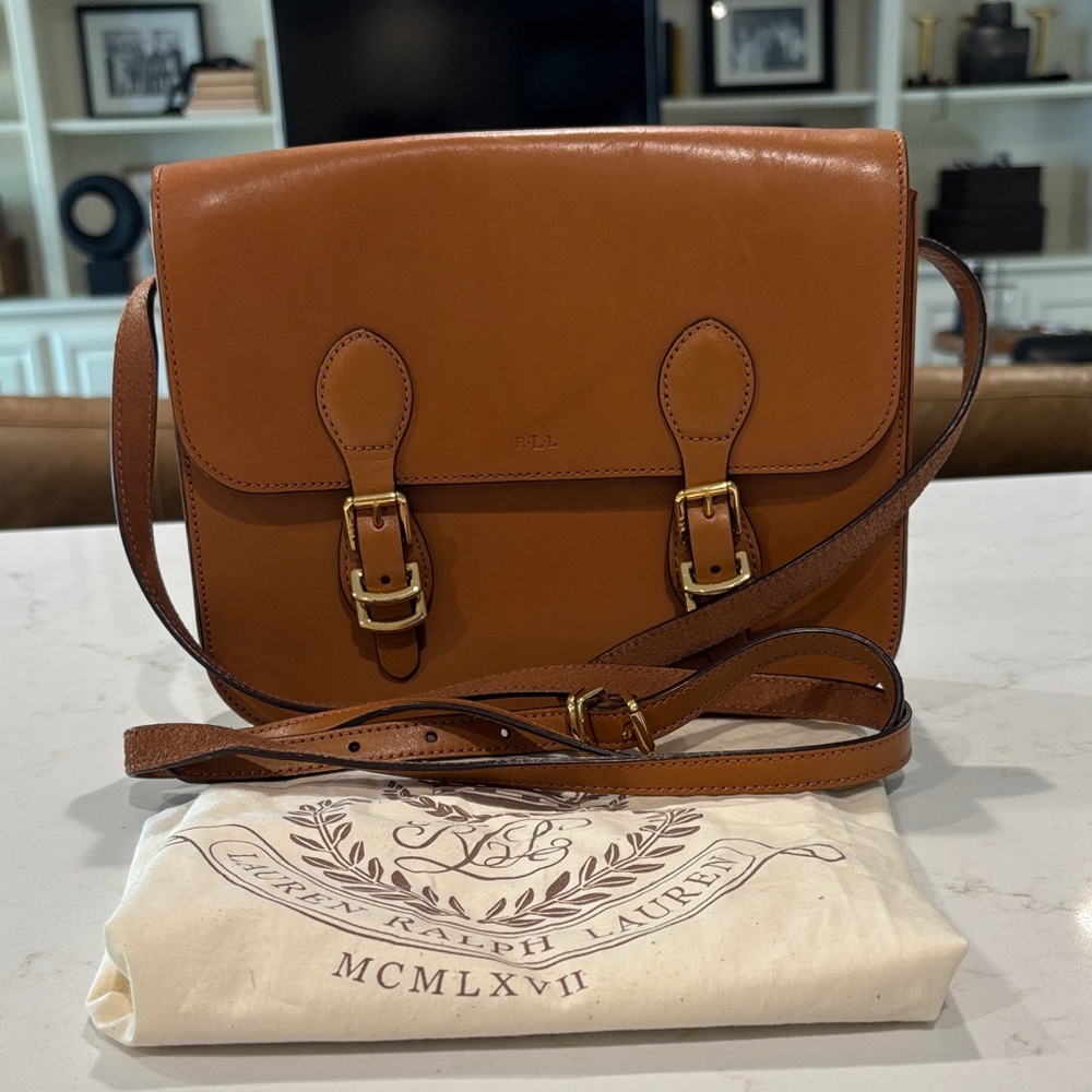 Ralph Lauren Brown Leather Messenger Bag